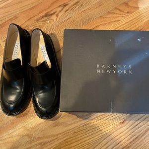 Barneys New York Black Heeled Loafers